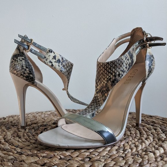 Guess Shoes - Guess Faux Python Heeled Sandals Sz8